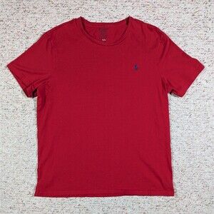 Polo Ralph Lauren T-Shirt Custom Fit Mens XL Red w/Navy Blue Pony Tee Embroidery